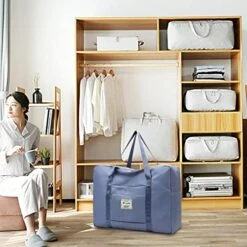 Portable Travel Duffel Bag, Large Capacity Foldable Tote Shoulder Bag, Lightweight Waterproof Carry On Luggage Sport Gym Bag (Light Blue) -Travelpro Shop 5195JJUHeCL