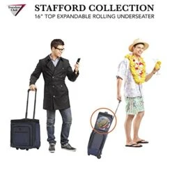 Travelers Club Luggage 16" Top Expandable Rolling Underseater W/USB Port, Blue Suitcase, Carry-On, Navy -Travelpro Shop 51ACjre7OiL