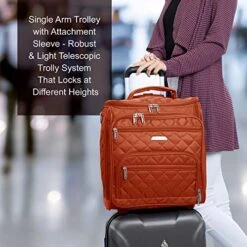 16.5" Underseat Women Luggage Carry On Suitcase - Small Rolling Tote Bag With Wheels (Orange) -Travelpro Shop 51B4qlCLb1L