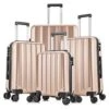 4 Pieces Travel Luggage Sets, Hardside Lightweight ABS Luggage Suitcase, 360° Spinner Wheels Travel Set Bag, Durable Trolley Suitcase 16" 20" 24" 28", 4 Pcs (Color Champagne Gold)