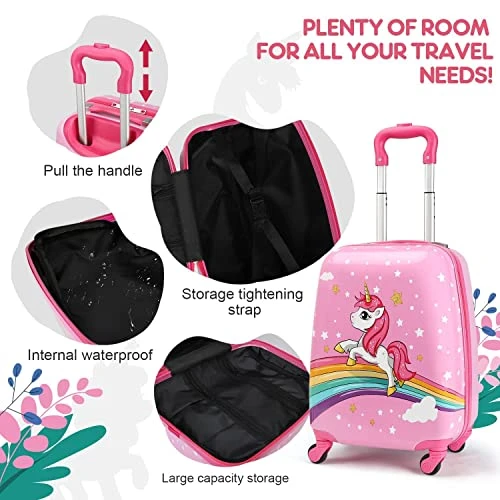 Emissary Kids Luggage With Wheels For Girls - 18” Unicorn Kids Suitcase With 14” Backpack - Kids Suitcases For Girls - Hard-Sided Rolling Kids Suitcase - Kids Carry On Luggage With Wheels 7 Emissary Kids Luggage With Wheels For Girls - 18” Unicorn Kids Suitcase With 14” Backpack - Kids Suitcases For Girls - Hard-Sided Rolling Kids Suitcase - Kids Carry On Luggage With Wheels - Image 7