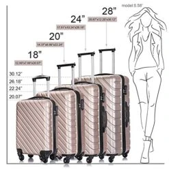 4PC 18-28 Inch Hardshell Luggage ABS Luggages Sets With Spinner Wheels Hard Shell Spinner Carry On Suitcase (Champagne Gold, 4 PCS) -Travelpro Shop 51C 7FO1vIL