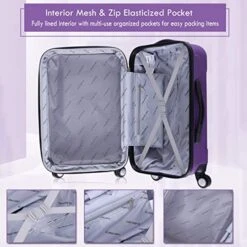 Goplus 20" ABS Carry On Luggage Expandable Hardside Travel Bag Trolley Rolling Suitcase GLOBALWAY (Purple) -Travelpro Shop 51D0Wj 8RkL
