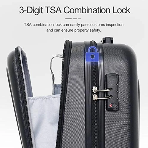 Ceilo ABS Hardside Luggage Sets With USB Interface Laptop Pocket,Lightweight Carry On Suitcase With TSA Lock&360°Spinner Wheels,Black,3-Piece Travel Luggage Set (20/24/28) 3 Ceilo ABS Hardside Luggage Sets With USB Interface Laptop Pocket,Lightweight Carry On Suitcase With TSA Lock&360°Spinner Wheels,Black,3-Piece Travel Luggage Set (20/24/28) - Image 3