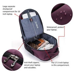 Racini Nylon Waterproof Rolling Backpack, Freewheel Travel Wheeled Backpack, Carry-on Luggage With Anti-Theft Zippers(Purple) 15 Racini Nylon Waterproof Rolling Backpack, Freewheel Travel Wheeled Backpack, Carry-on Luggage With Anti-Theft Zippers(Purple) -Travelpro Shop 51DQ 8epSbL