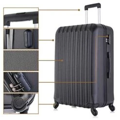 4 Piece Luggage Sets With Spinner Wheels Travel Suitcase Hard-shell Lightweight 16" 20" 24" 28" (4 PCS LM Black) -Travelpro Shop 51E7DaU7USL