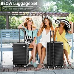 BEOW Expandable Luggage Sets Clearance 3 Piece Hardshell Lightweight PC+ABS Suitcase Spinner Wheels TSA Lock Black -Travelpro Shop 51FFu81CkiL