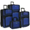 U.S. Traveler New Yorker Lightweight Softside Expandable Travel Rolling Luggage Set, Blue, 4-Piece (15/21/25/29)