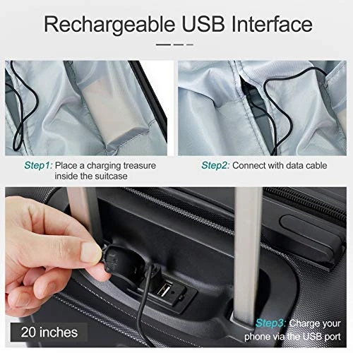 Ceilo ABS Hardside Luggage Sets With USB Interface Laptop Pocket,Lightweight Carry On Suitcase With TSA Lock&360°Spinner Wheels,Black,3-Piece Travel Luggage Set (20/24/28) 7 Ceilo ABS Hardside Luggage Sets With USB Interface Laptop Pocket,Lightweight Carry On Suitcase With TSA Lock&360°Spinner Wheels,Black,3-Piece Travel Luggage Set (20/24/28) - Image 7