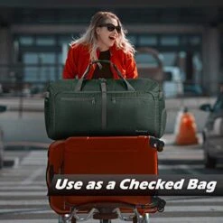 Gonex 100L Foldable Travel Duffel Bag For Luggage Gym Sports, Lightweight Travel Bag With Big Capacity, Water Repellent (Dark Green) -Travelpro Shop 51G 5uwlW4L