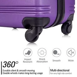 Expandable 3 Piece Luggage Sets Hardside Durable Suitcase With Spinner Wheels TSA Lock, 3 Pcs Carry On Case Travel Home Outdoor School Lightweight Trolley Case ( 20" 24" 28" Purple) 11 Expandable 3 Piece Luggage Sets Hardside Durable Suitcase With Spinner Wheels TSA Lock, 3 Pcs Carry On Case Travel Home Outdoor School Lightweight Trolley Case ( 20" 24" 28" Purple) -Travelpro Shop 51G aBkgjFS