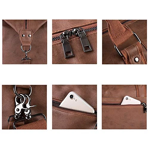 Leather Travel Bag With Shoe Pouch,Weekender Overnight Bag Waterproof Leather Large Carry On Bag Travel Tote Duffel Bag For Men Or Women 5 Leather Travel Bag With Shoe Pouch,Weekender Overnight Bag Waterproof Leather Large Carry On Bag Travel Tote Duffel Bag For Men Or Women - Image 5