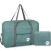 Wandf Foldable Travel Duffel Bag Luggage Sports Gym Water Resistant Nylon (E-Denim Green With Strap)