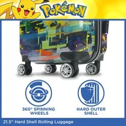 Ful Pokemon Pikachu 21 Inch Rolling Luggage, Hardshell Carry On Suitcase With Wheels, Multicolor (FBML0001-998) -Travelpro Shop 51K CippmQL