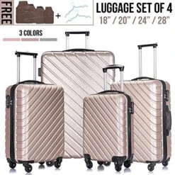 4PC 18-28 Inch Hardshell Luggage ABS Luggages Sets With Spinner Wheels Hard Shell Spinner Carry On Suitcase (Champagne Gold, 4 PCS) -Travelpro Shop 51KAILMWkZL
