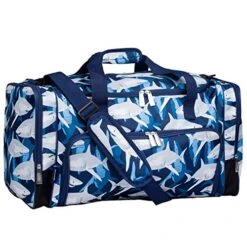 Wildkin Kids Weekender Duffel Bag For Boys And Girls, Carry-On Size And Perfect For Weekend Or Overnight Travel, 600-Denier Polyester Fabric Duffel Bags Measures 22 X 12 X 12 Inches (Sharks)