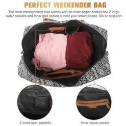 Oflamn Weekender Bag For Women Carry-On Luggage Bohemian style Duffle Bag Overnight Bags 3-4 Day' Travel Bags With Separated Shoes Compartment -Travelpro Shop 51MEyAy 6uL