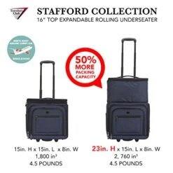 Travelers Club Luggage 16" Top Expandable Rolling Underseater W/USB Port, Blue Suitcase, Carry-On, Navy -Travelpro Shop 51MvrhQ0VoL