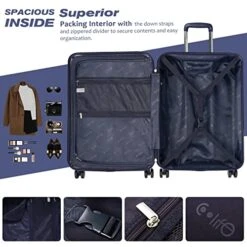 Coolife Luggage Suitcase Expandable (only 28”) ABS+PC Spinner Suitcase With TSA Lock Carry On 20 In 24in 28in -Travelpro Shop 51NIWw4CLmL