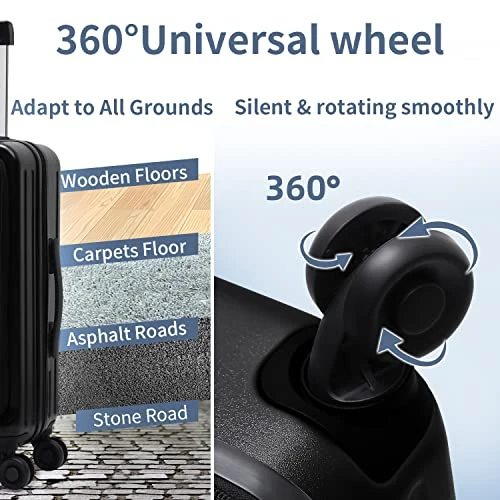 TydeCkare 20 Inch Carrry On Luggage With Front Zipper Pocket, 45L, Lightweight ABS+PC Hardshell Suitcase With TSA Lock & Spinner Silent Wheels, Convenient For Business Trips, Black 7 TydeCkare 20 Inch Carrry On Luggage With Front Zipper Pocket, 45L, Lightweight ABS+PC Hardshell Suitcase With TSA Lock & Spinner Silent Wheels, Convenient For Business Trips, Black - Image 7