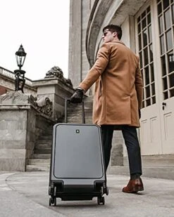 LEVEL8 Carry-On Luggage, Road Runner Pro 20” Lightweight PC Hardside Suitcase With USB Charging Port, Spinner Trolley For Luggage With Front Laptop Pocket, TSA Lock - Dark Grey, 20-Inch -Travelpro Shop 51Ny9MlWodS