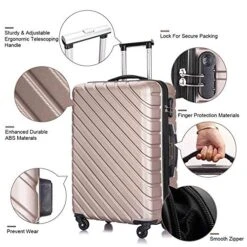 4PC 18-28 Inch Hardshell Luggage ABS Luggages Sets With Spinner Wheels Hard Shell Spinner Carry On Suitcase (Champagne Gold, 4 PCS) -Travelpro Shop 51PFAWwfYgL