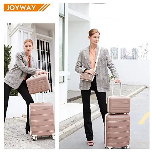 Joyway 20" Carry-On Suitcases & 14" Cosmetic Bag & 7" Small Bag, Lightweight Polypropylene Carrying Case With TSA Lock, Rigid Luggage With Swivel Wheels (Chocolate Color, 20in Carry-On) 2 Joyway 20" Carry-On Suitcases & 14" Cosmetic Bag & 7" Small Bag, Lightweight Polypropylene Carrying Case With TSA Lock, Rigid Luggage With Swivel Wheels (Chocolate Color, 20in Carry-On) - Image 2