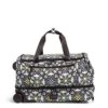 Vera Bradley Women's Recycled Lighten Up Reactive Foldable Rolling Duffle Luggage, Plaza Medallion, One Size