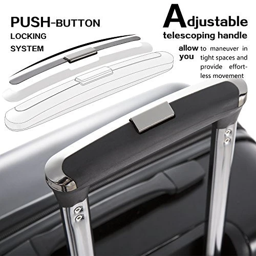 Coolife Luggage Expandable(only 28") Suitcase PC+ABS Spinner Built-In TSA Lock 20in 24in 28in Carry On (white, S(20in_carry On)) 4 Coolife Luggage Expandable(only 28") Suitcase PC+ABS Spinner Built-In TSA Lock 20in 24in 28in Carry On (white, S(20in_carry On)) - Image 4