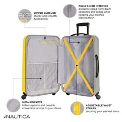Nautica Hardside Carry On Luggage - 20 Inch Spinner Wheels Suitcase Lightweight Rolling Travel Bag For Under Seat, Yellow/Silver -Travelpro Shop 51RqYLeGYrL