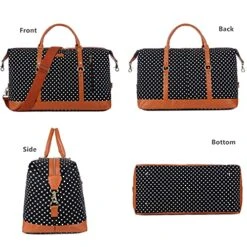 BAOSHA HB-14 Canvas Travel Tote Duffel Bag Carry On Weekender Overnight Bag Oversized For Women And Ladies (Black Dot) 14 BAOSHA HB-14 Canvas Travel Tote Duffel Bag Carry On Weekender Overnight Bag Oversized For Women And Ladies (Black Dot) -Travelpro Shop 51RqhugovoS