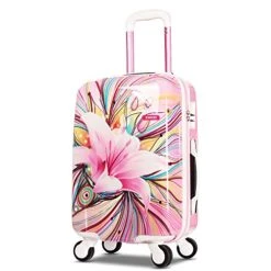 AO WEI LA OW Tourist Luggage Carry On Luggage With Spinner Wheels Rolling Suitcase For Women And Girls, Ascending Gardens Flowers (Pink ,20 Inch) -Travelpro Shop 51RtWoSdGdL