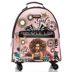 Nicole Lee Women's Rolling Red Backpack Luggage With 4 Spinner Wheels And Electronic Compartment Travel, Super Roxana, One Size