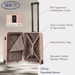 Bric's B|Y Ulisse Spinner Suitcase - 21 Inch Carry-On Luggage - Hard Exterior And TSA-Approved Lock - Pearl Pink -Travelpro Shop 51S6ZPzCuVL