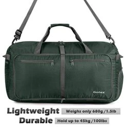 Gonex 100L Foldable Travel Duffel Bag For Luggage Gym Sports, Lightweight Travel Bag With Big Capacity, Water Repellent (Dark Green) -Travelpro Shop 51TFJcGI5jL