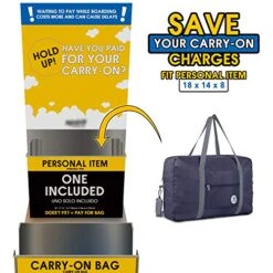 For Spirit Airlines Foldable Travel Duffel Bag Tote Carry On Luggage Sport Duffle Weekender Overnight For Women And Girls (3112 Dark Blue ( With Shoulder Strap)) -Travelpro Shop 51UDinc2HZL