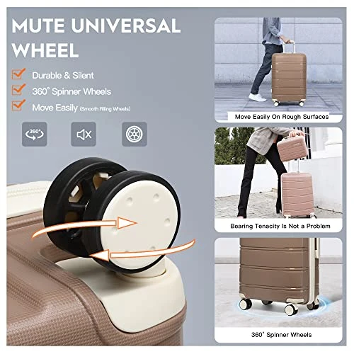 Joyway 20" Carry-On Suitcases & 14" Cosmetic Bag & 7" Small Bag, Lightweight Polypropylene Carrying Case With TSA Lock, Rigid Luggage With Swivel Wheels (Chocolate Color, 20in Carry-On) 5 Joyway 20" Carry-On Suitcases & 14" Cosmetic Bag & 7" Small Bag, Lightweight Polypropylene Carrying Case With TSA Lock, Rigid Luggage With Swivel Wheels (Chocolate Color, 20in Carry-On) - Image 5