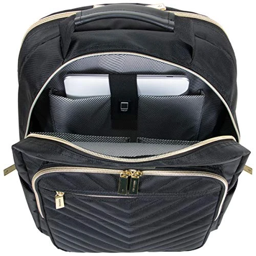Kenneth Cole Reaction Women's Chelsea Luggage Chevron Softside 8-Wheel Spinner Expandable Suitcase Collection, Black, 2pc Bundle (Carry On+Backpack) 4 Kenneth Cole Reaction Women's Chelsea Luggage Chevron Softside 8-Wheel Spinner Expandable Suitcase Collection, Black, 2pc Bundle (Carry On+Backpack) - Image 4