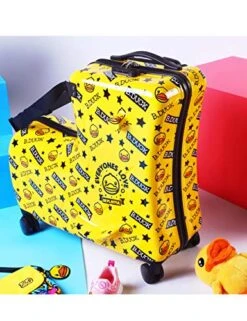AO WEI LA OW Cute Unisex Kids Ride On Suitcase Travel Trolley Case Spinner Carry On Luggage With Wheels Suggest Fits To Kids Aged 3-6 Years Old(Yellow/01, 20 Inch) -Travelpro Shop 51Wdgq7pSYL