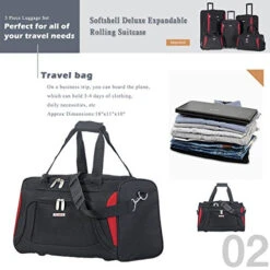 Flieks 5 Piece Luggage Set Deluxe Expandable Rolling Suitcase (black&red) -Travelpro Shop 51X3 Ijg4PL