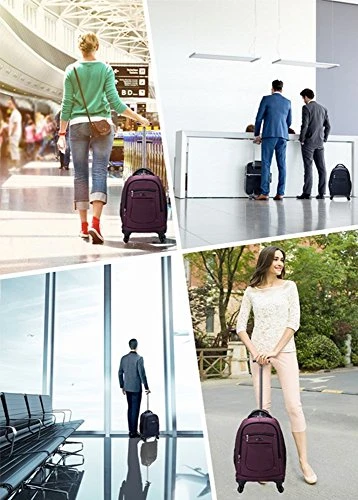 Racini Nylon Waterproof Rolling Backpack, Freewheel Travel Wheeled Backpack, Carry-on Luggage With Anti-Theft Zippers(Purple) 8 Racini Nylon Waterproof Rolling Backpack, Freewheel Travel Wheeled Backpack, Carry-on Luggage With Anti-Theft Zippers(Purple) - Image 8