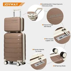 Joyway 20" Carry-On Suitcases & 14" Cosmetic Bag & 7" Small Bag, Lightweight Polypropylene Carrying Case With TSA Lock, Rigid Luggage With Swivel Wheels (Chocolate Color, 20in Carry-On) 13 Joyway 20" Carry-On Suitcases & 14" Cosmetic Bag & 7" Small Bag, Lightweight Polypropylene Carrying Case With TSA Lock, Rigid Luggage With Swivel Wheels (Chocolate Color, 20in Carry-On) -Travelpro Shop 51YrqTupBML