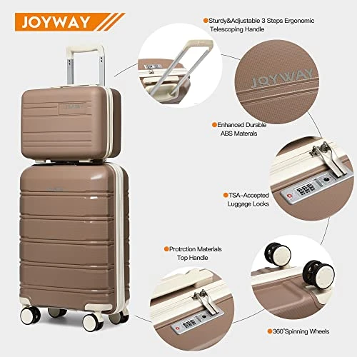 Joyway 20" Carry-On Suitcases & 14" Cosmetic Bag & 7" Small Bag, Lightweight Polypropylene Carrying Case With TSA Lock, Rigid Luggage With Swivel Wheels (Chocolate Color, 20in Carry-On) 7 Joyway 20" Carry-On Suitcases & 14" Cosmetic Bag & 7" Small Bag, Lightweight Polypropylene Carrying Case With TSA Lock, Rigid Luggage With Swivel Wheels (Chocolate Color, 20in Carry-On) - Image 7