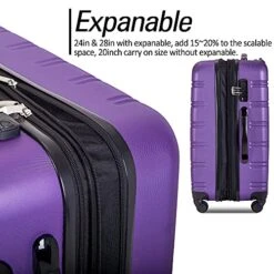 Expandable 3 Piece Luggage Sets Hardside Durable Suitcase With Spinner Wheels TSA Lock, 3 Pcs Carry On Case Travel Home Outdoor School Lightweight Trolley Case ( 20" 24" 28" Purple) 13 Expandable 3 Piece Luggage Sets Hardside Durable Suitcase With Spinner Wheels TSA Lock, 3 Pcs Carry On Case Travel Home Outdoor School Lightweight Trolley Case ( 20" 24" 28" Purple) -Travelpro Shop 51Zk YMcJ8S