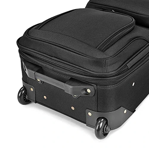 U.S. Traveler Rio Rugged Fabric Expandable Carry-On Luggage Set, Black, 2-Piece 4 U.S. Traveler Rio Rugged Fabric Expandable Carry-On Luggage Set, Black, 2-Piece - Image 4