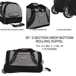 TPRC 30" Durable Rip-Stop Nylon Rolling Luggage Duffel Bag, 30 Inch, Gray -Travelpro Shop 51 2BGFjAHiGL