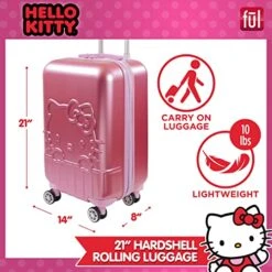 Ful Hello Kitty 21 Inch Rolling Luggage, Hardshell Carry On Suitcase With Wheels, Pink (HKFL0002AZ-650) -Travelpro Shop 51 3L5b08BL