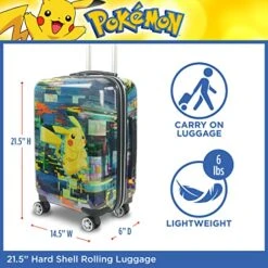 Ful Pokemon Pikachu 21 Inch Rolling Luggage, Hardshell Carry On Suitcase With Wheels, Multicolor (FBML0001-998) -Travelpro Shop 51csE 2O6cL