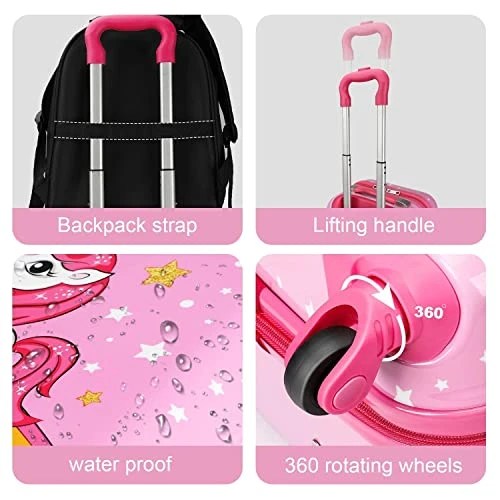 Emissary Kids Luggage With Wheels For Girls - 18” Unicorn Kids Suitcase With 14” Backpack - Kids Suitcases For Girls - Hard-Sided Rolling Kids Suitcase - Kids Carry On Luggage With Wheels 8 Emissary Kids Luggage With Wheels For Girls - 18” Unicorn Kids Suitcase With 14” Backpack - Kids Suitcases For Girls - Hard-Sided Rolling Kids Suitcase - Kids Carry On Luggage With Wheels - Image 8
