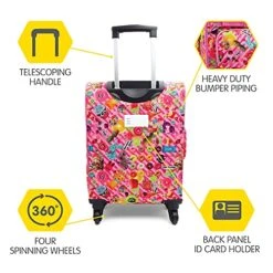 Bixbee Kids Luggage, Kids Luggage With Wheels For Girls & Boys With Telescoping Pullout Handle, Strap And Pockets- Lightweight Kids Suitcase & Carry On Bag For Airport, Travel, Overnight In Pink -Travelpro Shop 51fZbKhiXkS